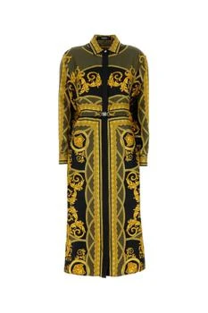 Versace | Versace Barocco-Printed Long-Sleeved Midi Dress
