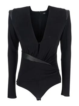 Versace | Versace Deep V-Neck Crêpe Bodysuit