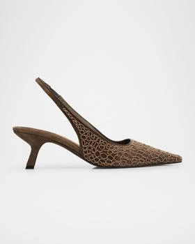 Brunello Cucinelli | Suede Monili Croco Slingback Pumps