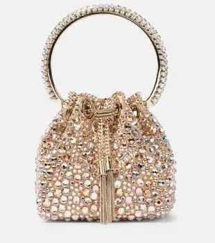 Jimmy Choo | Bon Bon Micro embellished satin bucket bag