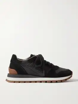 Brunello Cucinelli | Bead-embellished Nylon And Suede Sneakers - IT35