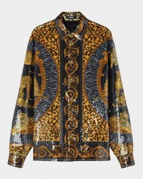 Versace | Men
s Wild Cats Sequin Button-Down Shirt