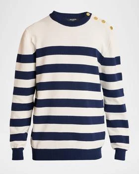 Balmain | Men
s Striped Cotton-Blend Sweater