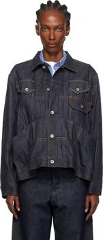 Sacai | Navy Pleated Denim Jacket
