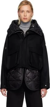 Sacai | Black Wool Melton Blouson Coat