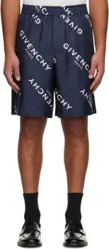 Givenchy | Navy Silk Twill Bermuda Shorts