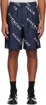 Givenchy | Navy Silk Twill Bermuda Shorts