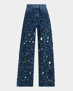 Logan Mid-Rise Floral Cut-Out Jeans