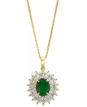 Effy | EFFY® Emerald (1-1/2 ct. t.w.) & Diamond (1/5 ct. t.w.) Halo 18" Pendant Necklace in 14k Gold