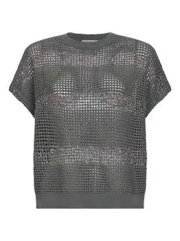 Brunello Cucinelli | Brunello Cucinelli Open Knit Short Sleeve Sweater
