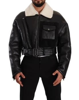 Dolce & Gabbana | Leather Shearling Biker Coat Men's Jacket