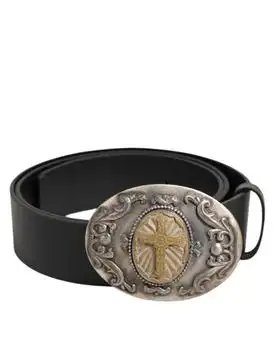 Dolce & Gabbana | Leather Ornate Metal Buckle Men Men's Belt