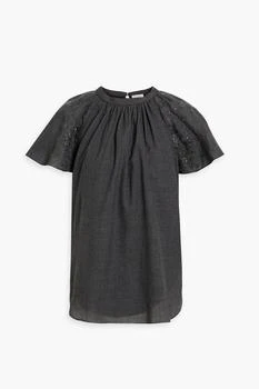 Brunello Cucinelli | Sequin-embellished broderie anglaise-trimmed wool top