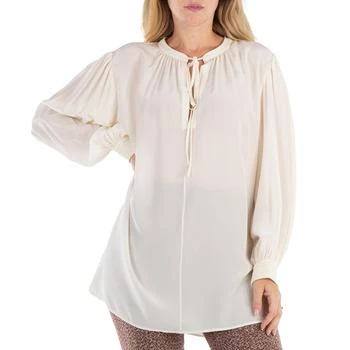 Chloé Ladies Buttercream Lavalliere-Neck Silk Blouse