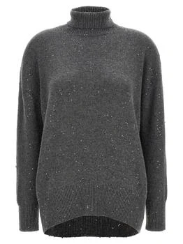 Brunello Cucinelli | Brunello Cucinelli Turtleneck Sequin Embellished Knitted Jumper