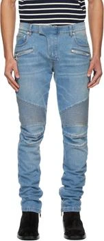 Balmain | Blue Slim-Fit Biker Jeans