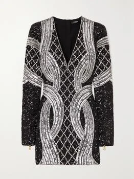 Balmain | Embellished Crepe Mini Dress