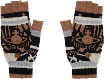 Vivienne Westwood Beige & Black Fingerless Gloves