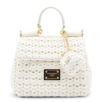 Dolce & Gabbana | Dolce & Gabbana Logo Plaque Sicily Crochet Tote Bag