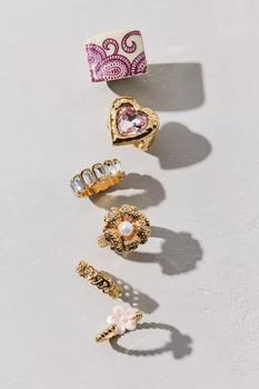 Urban Outfitters Floral Gem Eclectic Ring Set