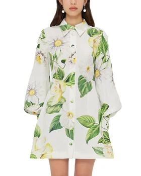 Luminous Linen Blend Mini Dress
