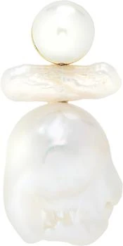 White Stacked Baroque Pearl Stud Single Earring