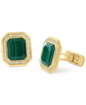 Effy | EFFY® Men's Malachite & Diamond (3/8 ct. t.w.) Octagon Cufflinks in Gold-Plated Sterling Silver
