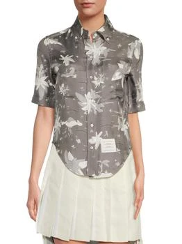 Thom Browne | ​Floral-Print Boxy Short-Sleeve Button-Down Shirt