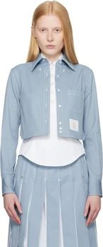 Thom Browne | Blue Classic Cropped Long Sleeve Denim Shirt