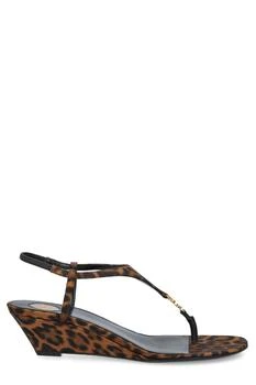 Yves Saint Laurent | Saint Laurent Cassandra Leopard Wedge Sandals
