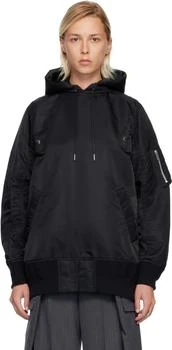 Sacai | Black Nylon Twill Hoodie