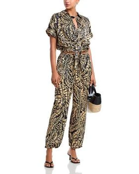 Satin Palm Leaf Shirt & Jogger Pants