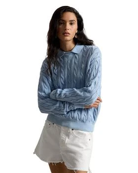 Ralph Lauren Cable Knit Cotton Polo Collar Sweater