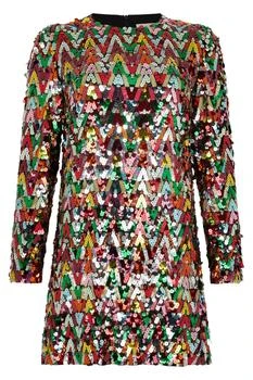 Valentino Sequin Embellished Crewneck Dress