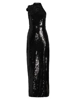 Sabine Sequined Rosette Column Gown