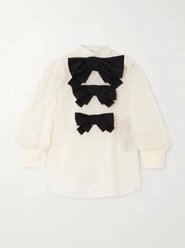 Valentino | Bow-embellished Broderie Anglaise Cotton Blouse  - IT36