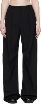 MM6 | Black Wool Wide Leg Trousers