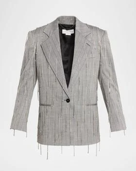 Stella McCartney | Pinstripe Rhinestone Embroidered Oversized Blazer