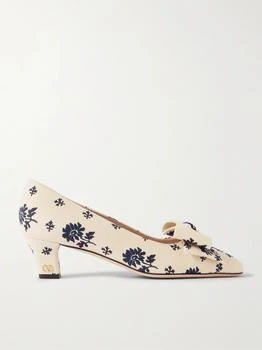 Valentino | Bowbow 45 Bow-embellished Floral-print Twill Pumps - Cream - IT36
