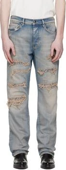 AMIRI | Blue Snake Stud Slim Jeans