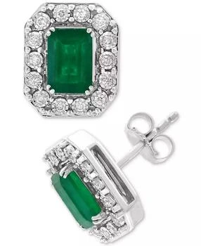 Effy | EFFY® Emerald (1-7/8 ct. t.w.) & Diamond (1/5 ct. t.w.) Earrings in 14k White Gold (Also in Yellow Gold)