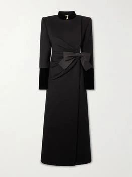 Valentino | Bow-detailed Velvet-trimmed Wool And Cashmere-blend Coat  - IT38