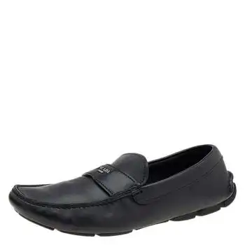 Prada | Prada Black Leather Slip On Loafers Size 42