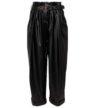 Balmain | High-rise faux leather paperbag pants