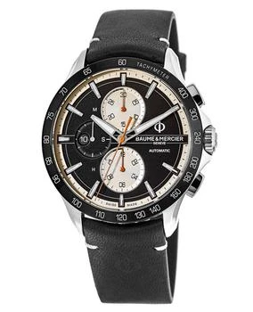 Baume 
Mercier Clifton Club Automatic Chronograph  Black Dial Leather Strap Men
s Watch 10434