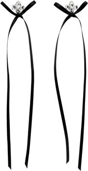 Silver 
Black Victorian Bow Ribbon Stud Earrings