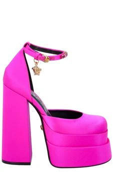 Versace | Versace Medusa Head Charm Satin Platform Pumps