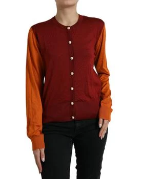 Dolce & Gabbana | Cardigan Color Block Silk Crewneck Women's Sweater