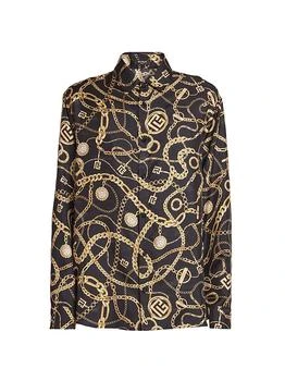 Balmain | Chain-Print Silk Button-Front Shirt