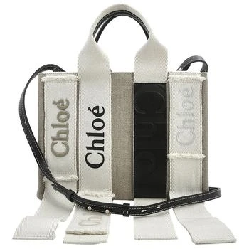 Chloé | Sand Linen Woody Small Logo Tote